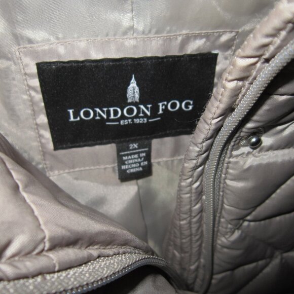 London Fog Plus 2X Puffer Coat Jacket Zip Faux Fur Hooded Quilted Down Feathers - Picture 3 of 3